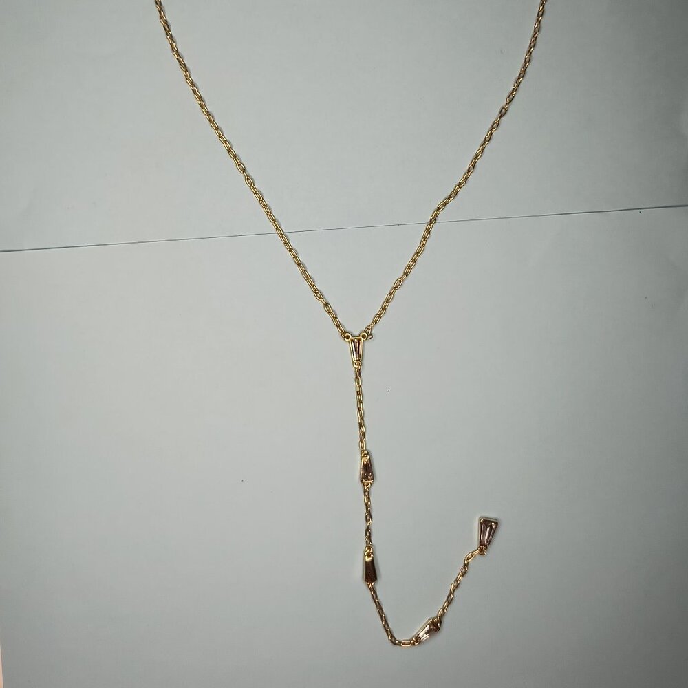 Christian Siriano Necklace  Chain With Baguette Crystal Stone Accent Gol…